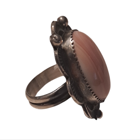 NAVAJO PINK CONCH Handmade Sterling Silver Adjustable - Picture 2 of 6